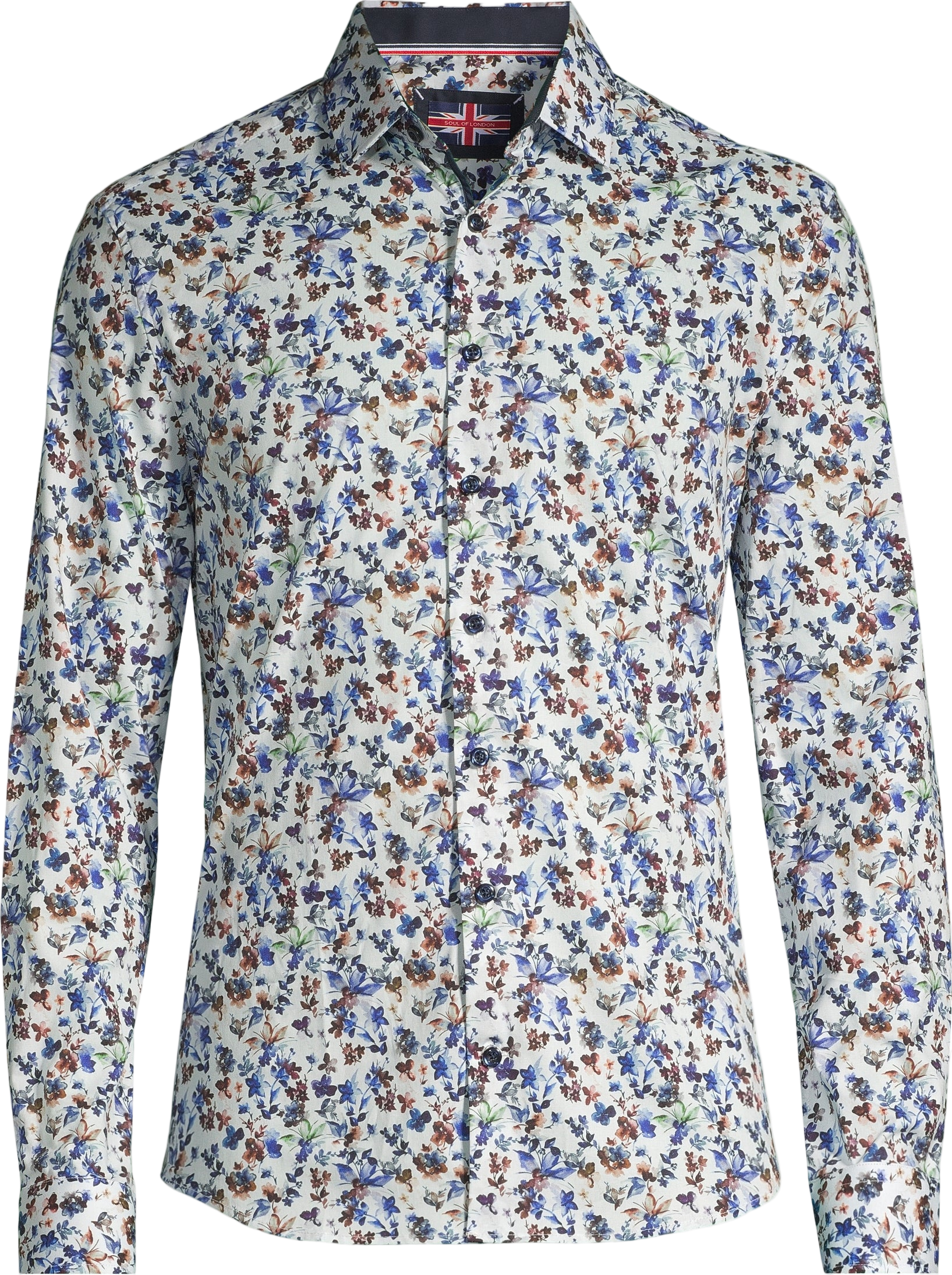 Cotton/Spandex Long Sleeve Floral Sports Shirt