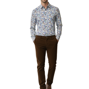 Cotton/Spandex Long Sleeve Floral Sports Shirt