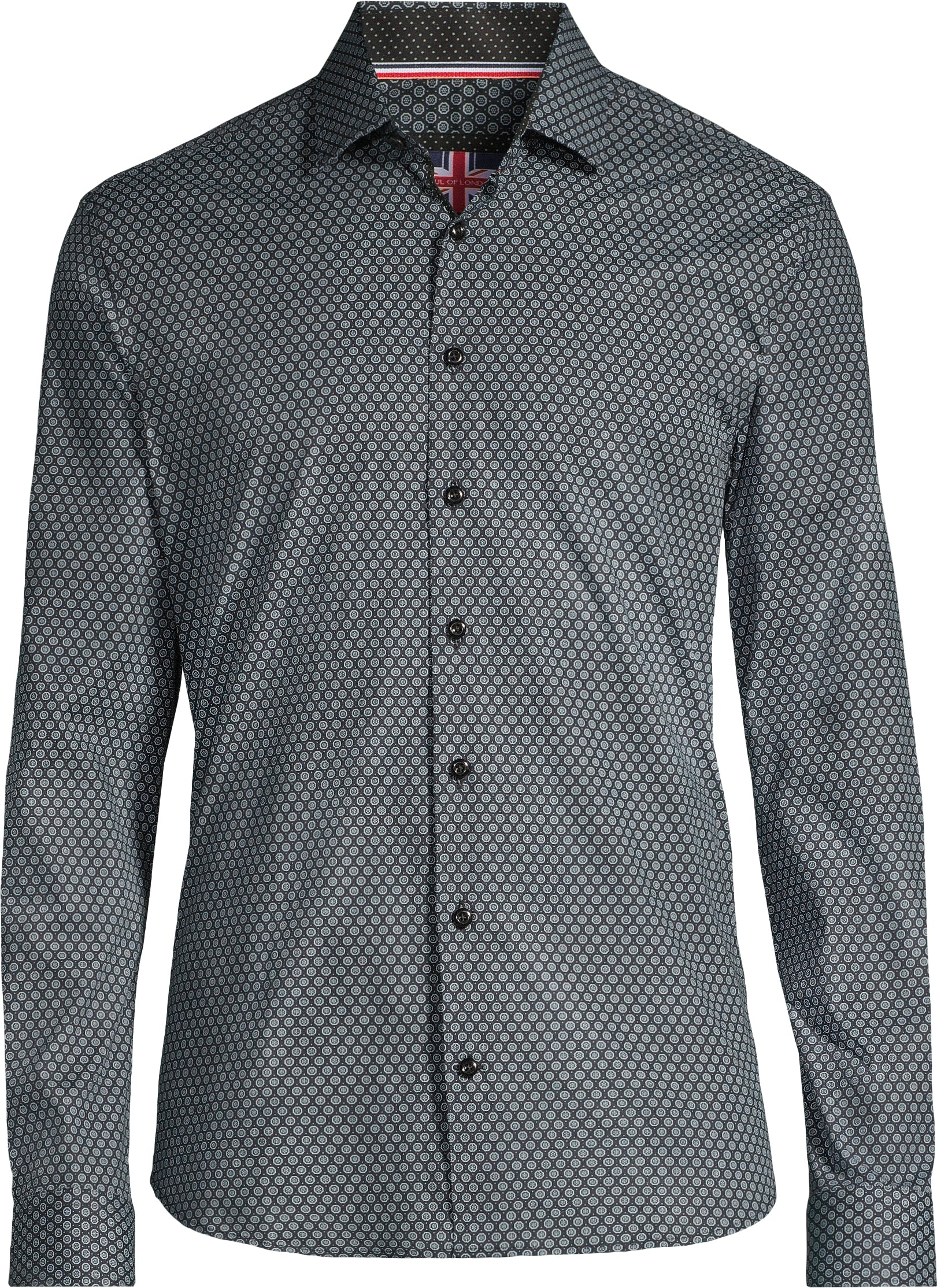 Black Stretch Cotton Long Sleeve Shirt