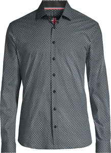 Black Stretch Cotton Long Sleeve Shirt