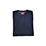 Charger l'image dans la galerie, Navy Dimensioned Knit Ribbed Crewneck Sweater,100% Organic Cotton
