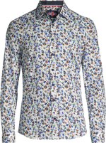 Load image into Gallery viewer, Floral Pattern on a white background  Cotton/Spandex  Floral Long Sleeve, Slim Fit Shirt 
