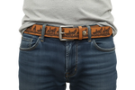 Load image into Gallery viewer, Black/Tan Wild Horses Design Belt
