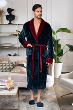 Load image into Gallery viewer, Men&#39;s Shawl Collar Fleece Robe
