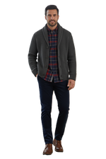 Load image into Gallery viewer, Long Sleeve Sport Shirt, 100% Organic Cotton, Navy Plaid
