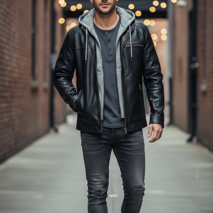 Genuine Sheepskin Black Leather Jacket