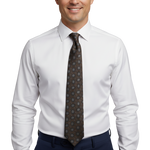 Load image into Gallery viewer, Brown Geometric-Patterned Silk Tie
