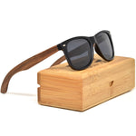 Load image into Gallery viewer, Walnut Wood Sunglasses with Black Polarized Lenses
