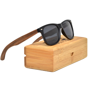 Walnut Wood Sunglasses with Black Polarized Lenses