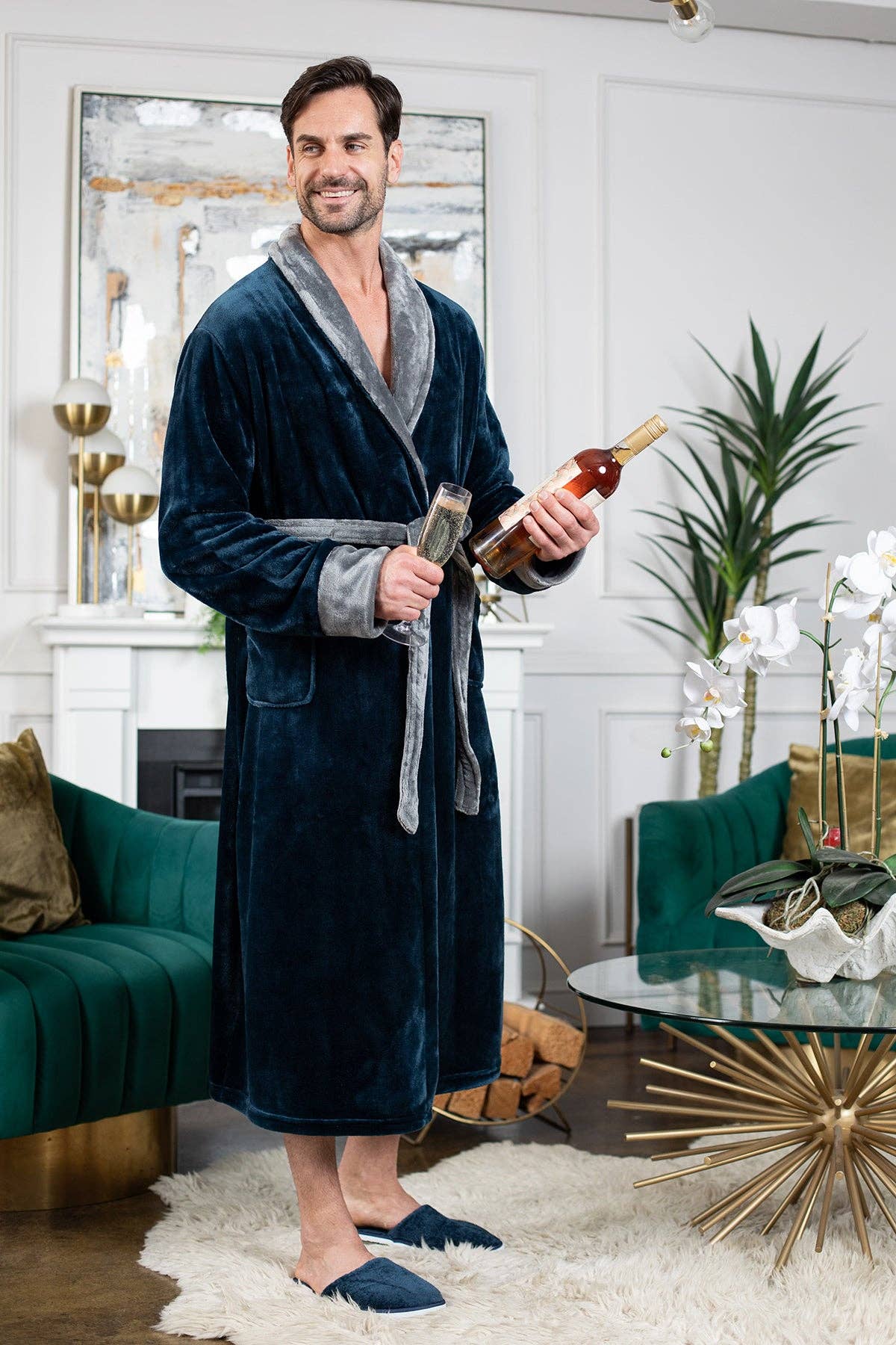 Men's Shawl Collar Fleece Robe