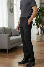 Charger l'image dans la galerie, Ethan Black Super 150's Luxury Viscose Blend Pants, Adjustable Waist
