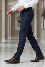 Charger l'image dans la galerie, Ethan Navy Super 150's Luxury Viscose Blend Pants, Adjustable Waist
