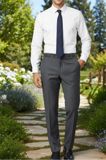 Load image into Gallery viewer, Ethan Steel Grey Super 150's Luxury Viscose Blend Pants, Adjustable Waist
