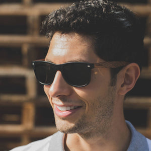 Walnut Wood Sunglasses with Black Polarized Lenses