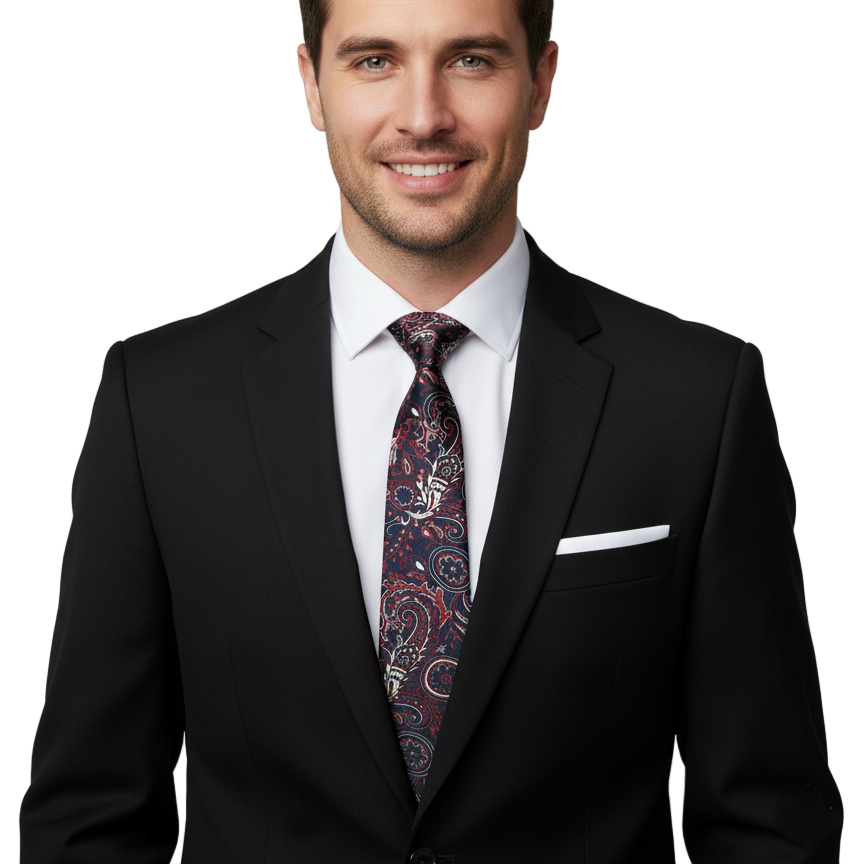 Red and Navy Silk Tie