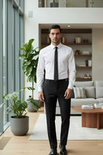 Charger l'image dans la galerie, Ethan Black Super 150's Luxury Viscose Blend Pants, Adjustable Waist
