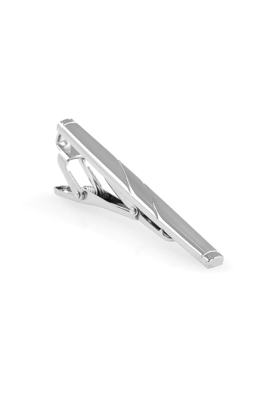 Brushed Silver with Swirl Tie Bar