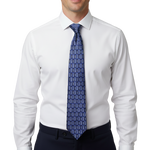 Load image into Gallery viewer, Blue Geometric-Patterned Silk Tie
