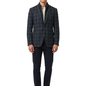 Slim Fit Window Pane Wool Sport Jacket w Removable Insert