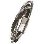 Load image into Gallery viewer, Stainless Steel &amp; Black Leather Bracelet
