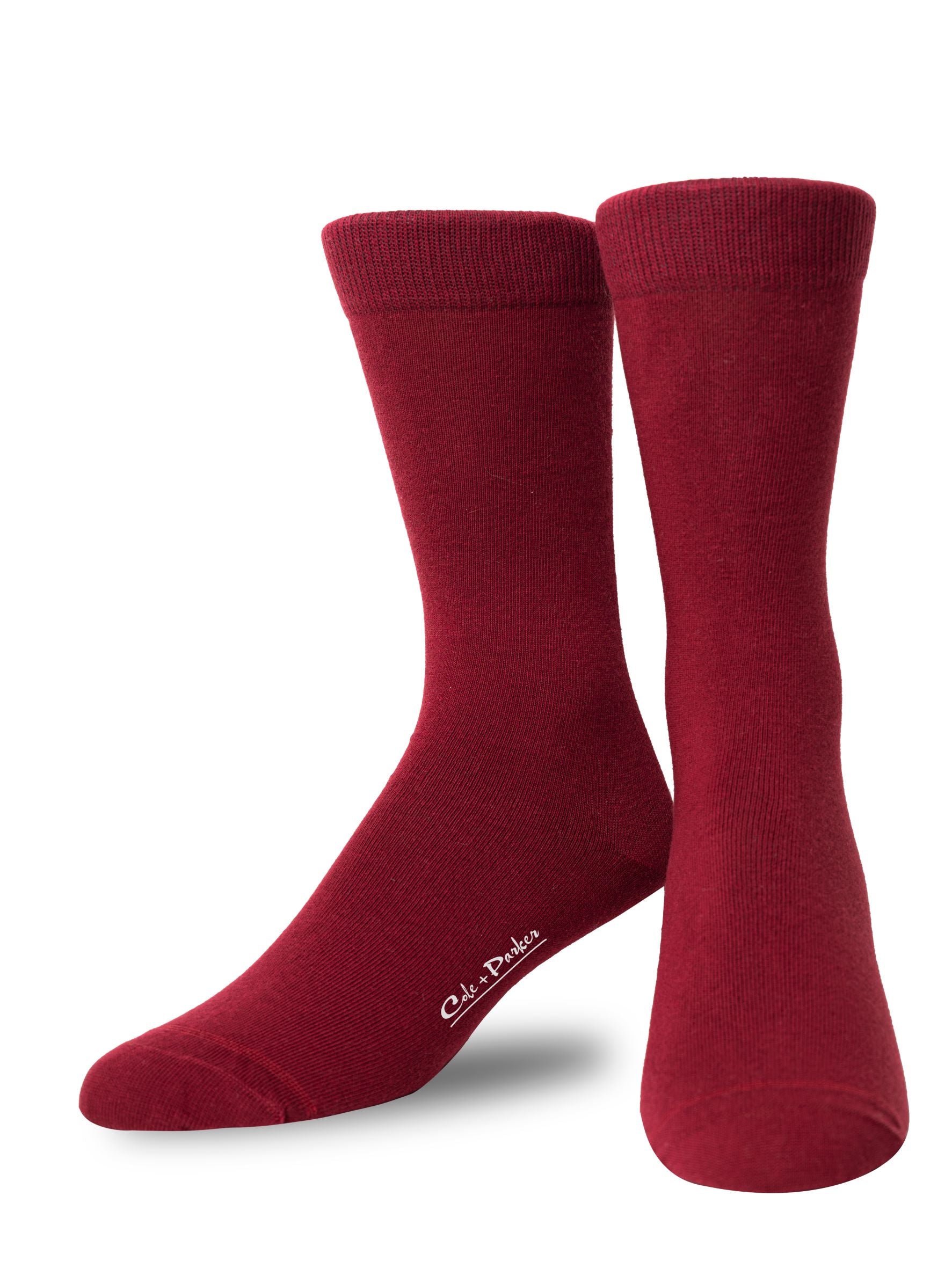 Dark Red Solid Crew Socks