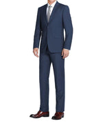 Load image into Gallery viewer, Royal blue single breast suit white long sleeve  dress shirt  and brown oxford shoes.
