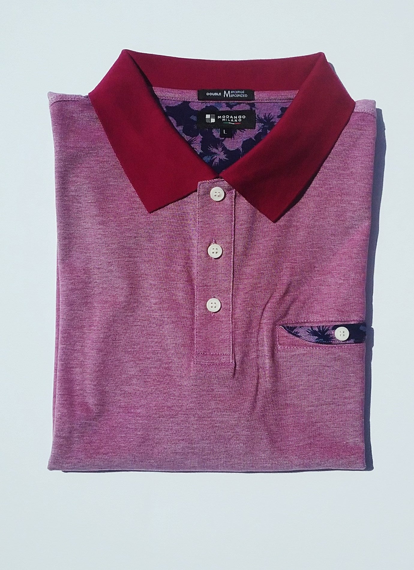 Mercerized Cotton Raspberry Polo Shirt