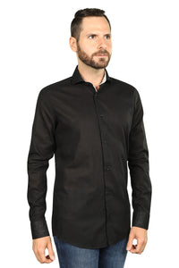 Black Washed Linen Long Sleeve Shirt