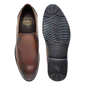 Classic Dark Tan Italian Leather Slip-On Shoes
