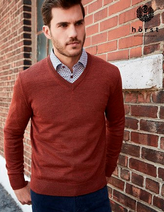 Men's Natural Merino Wool, V-Neck Sweater