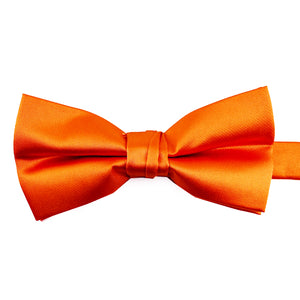 Pre-tied Solid Satin Orange Bow Tie 