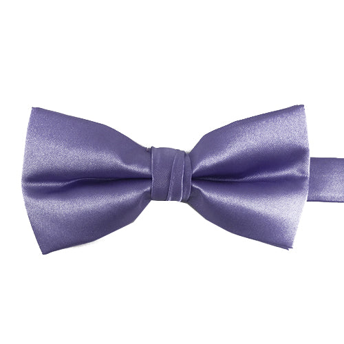 Pre-tied Solid Satin Lilac Bow Tie 