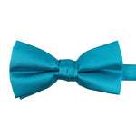 Load image into Gallery viewer, Pre-tied Solid Satin Turquoise Bow Tie 
