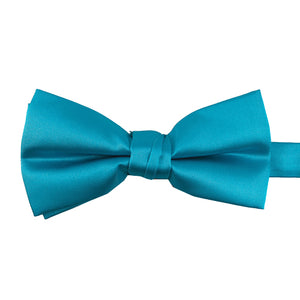 Pre-tied Solid Satin Turquoise Bow Tie 