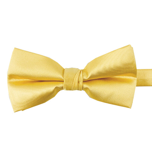 Pre-tied Solid Satin Yellow Bow Tie 