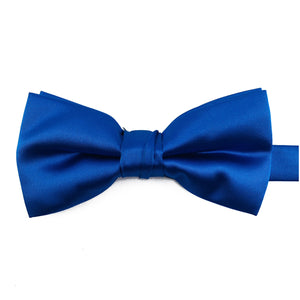 Pre-tied Solid Satin Royal Blue Bow Tie 