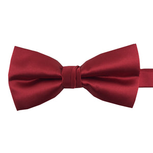 Pre-tied Solid Satin Red Bow Tie 