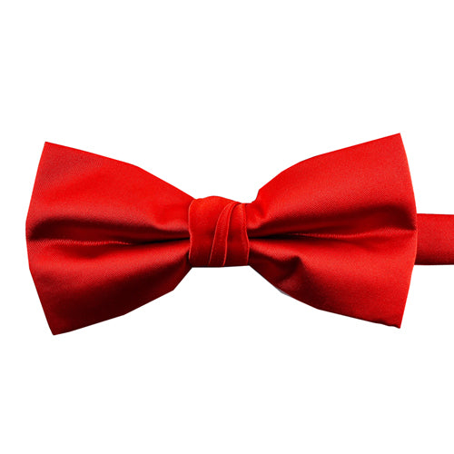 Pre-tied Solid Satin Light Red Bow Tie 