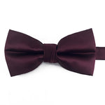 Load image into Gallery viewer, Pre-tied Solid Satin Wine Bow Tie 
