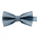Load image into Gallery viewer, Pre-tied Solid Satin Silver Bow Tie 
