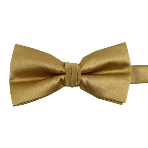 Pre-tied Solid Satin Light Gold Bow Tie 