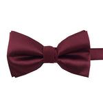 Load image into Gallery viewer, Pre-tied Solid Satin Burgundy Bow Tie 
