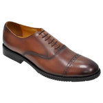 Load image into Gallery viewer, Cap toe oxford with brogue perforation with leather upper, leather lining and rubber sole. This is business executive leather shoe which is Original Hand Made also on premium quality leather. Style is for all office meeting or any marriage party. Style features unique finish for unrivaled urban style. Comfort sole makes the shoe to wear all day long. Fits true to size, order usual size.
