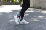 Load image into Gallery viewer, Men&#39;s Black Rainbow Stripe Socks
