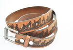 Load image into Gallery viewer, Black/Tan Wild Horses Design Belt
