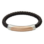 Load image into Gallery viewer, Brown Leather &amp; Rose Gold Integrated Bracelet
