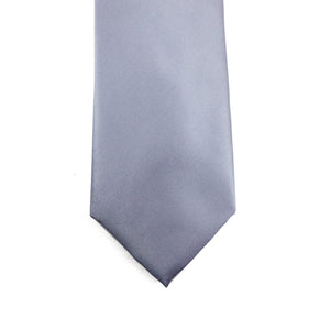 Silver Solid Satin 100% Microfiber Necktie.  Matching Pocket sold separately.