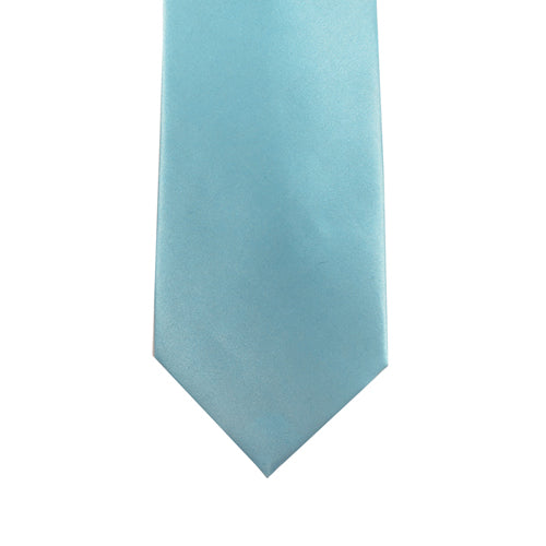 Aqua Solid Satin 100% Microfiber Necktie.  Matching Pocket sold separately.