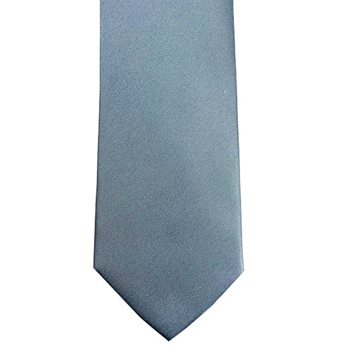 Grey Solid Satin 100% Microfiber Necktie.  Matching Pocket sold separately.  