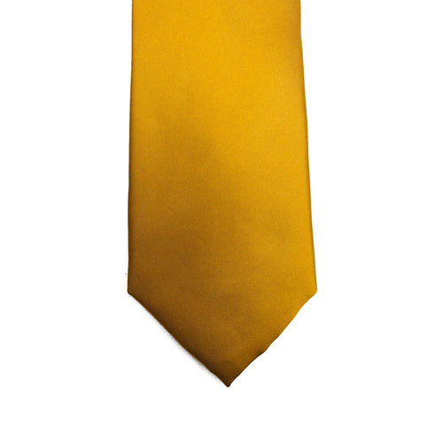Gold Solid Satin 100% Microfiber Necktie.  Matching Pocket sold separately.